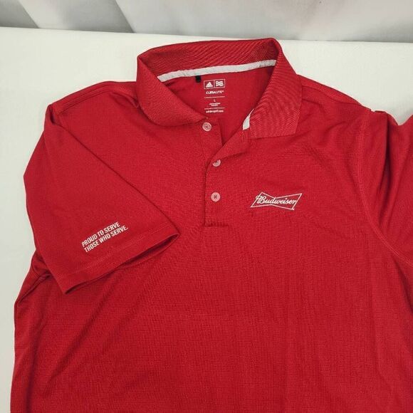 Adidas Golf Size Large Red Polo Short Sleeve Budweiser Q2 - Picture 7 of 7